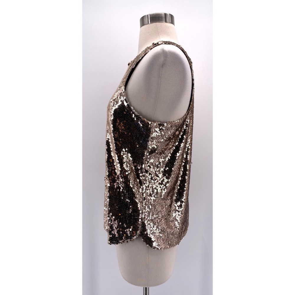 Line and Dot Gold Sequin Racer Back Tank NWT - Picture 2 of 6
